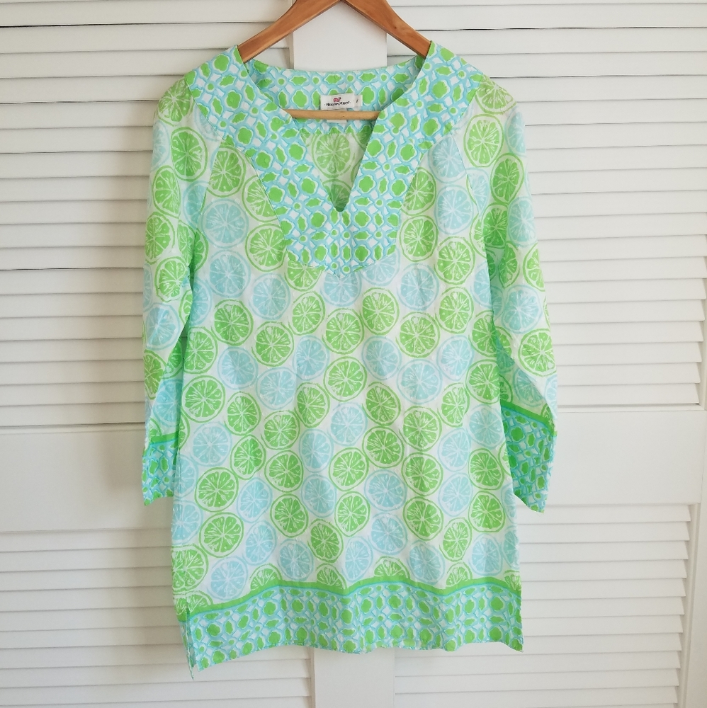 VINEYARD VINES V-Neck Neon Summer Tunic Coverup Small